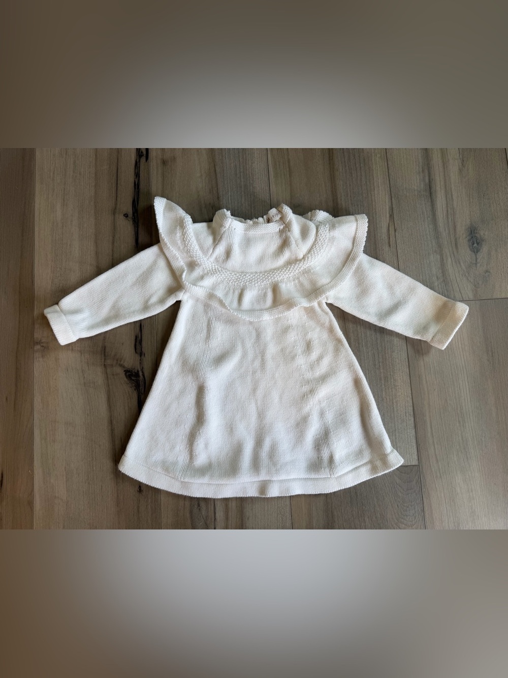 Knit Ruffle-Trim Long Sleeve Baby Dress